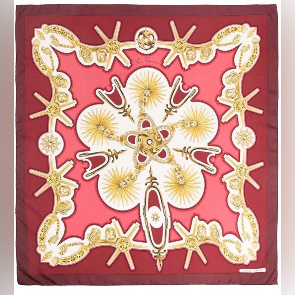 🧣 Hermès “Les Éperons” Silk Scarf – Vintage